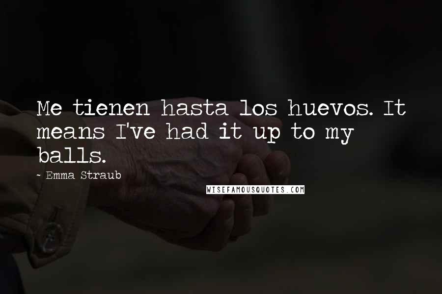 Emma Straub Quotes: Me tienen hasta los huevos. It means I've had it up to my balls.
