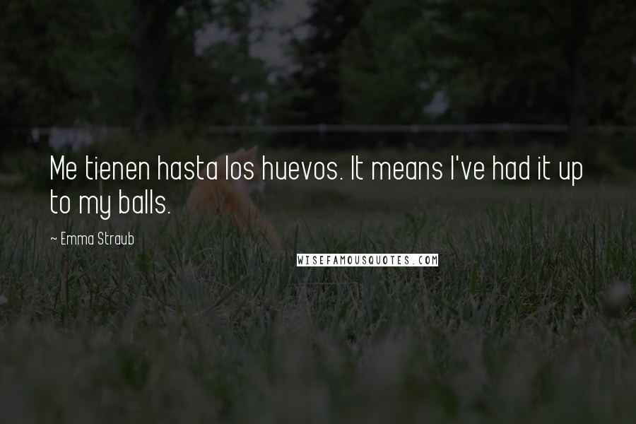 Emma Straub Quotes: Me tienen hasta los huevos. It means I've had it up to my balls.
