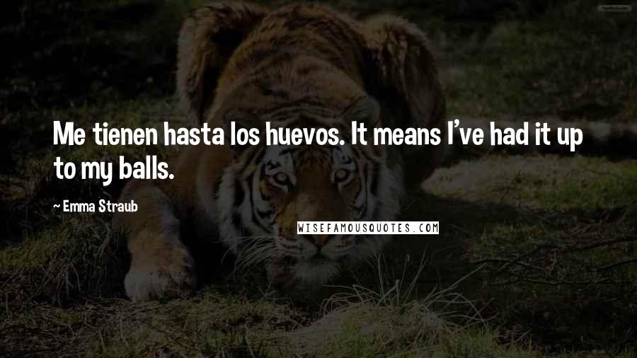 Emma Straub Quotes: Me tienen hasta los huevos. It means I've had it up to my balls.
