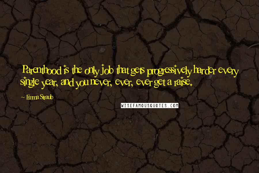 Emma Straub Quotes: Parenthood is the only job that gets progressively harder every single year, and you never, ever, ever get a raise.