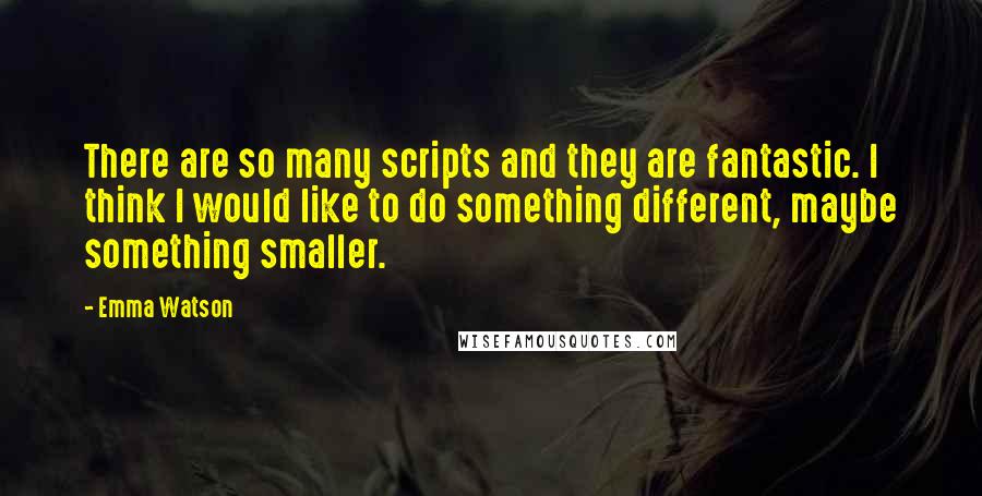 Emma Watson Quotes: There are so many scripts and they are fantastic. I think I would like to do something different, maybe something smaller.