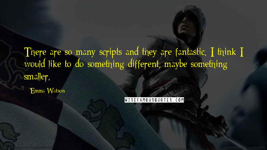 Emma Watson Quotes: There are so many scripts and they are fantastic. I think I would like to do something different, maybe something smaller.