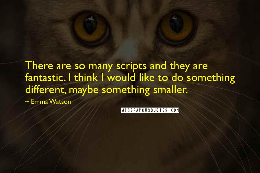 Emma Watson Quotes: There are so many scripts and they are fantastic. I think I would like to do something different, maybe something smaller.