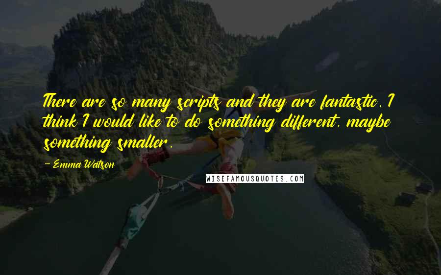 Emma Watson Quotes: There are so many scripts and they are fantastic. I think I would like to do something different, maybe something smaller.