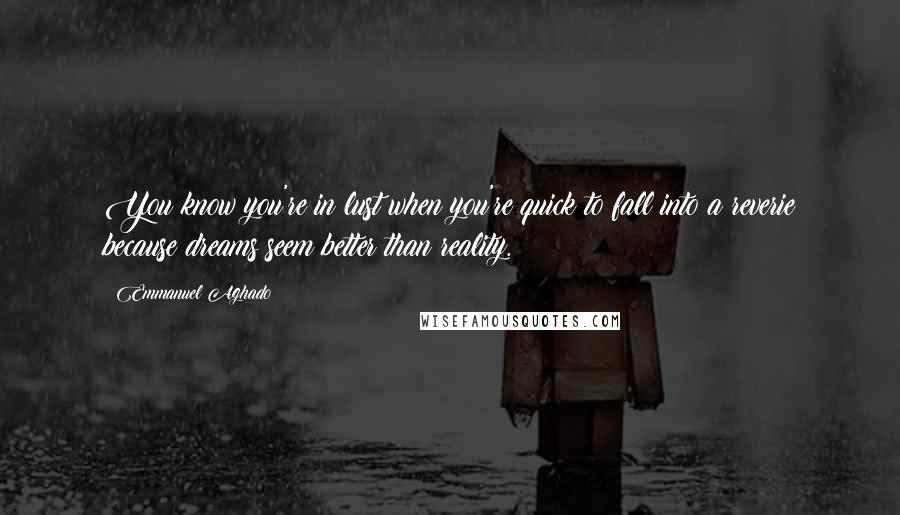 Emmanuel Aghado Quotes: You know you're in lust when you're quick to fall into a reverie because dreams seem better than reality.