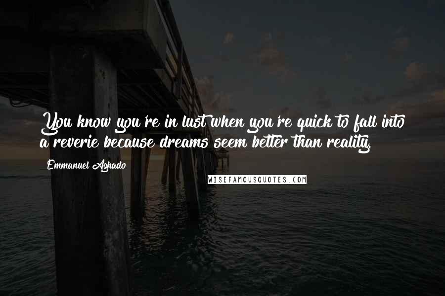 Emmanuel Aghado Quotes: You know you're in lust when you're quick to fall into a reverie because dreams seem better than reality.