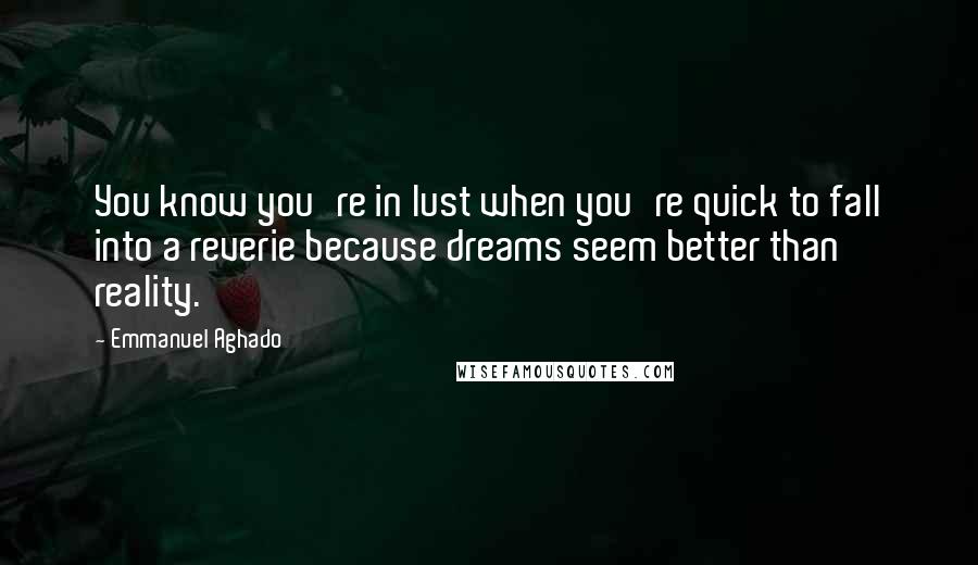 Emmanuel Aghado Quotes: You know you're in lust when you're quick to fall into a reverie because dreams seem better than reality.