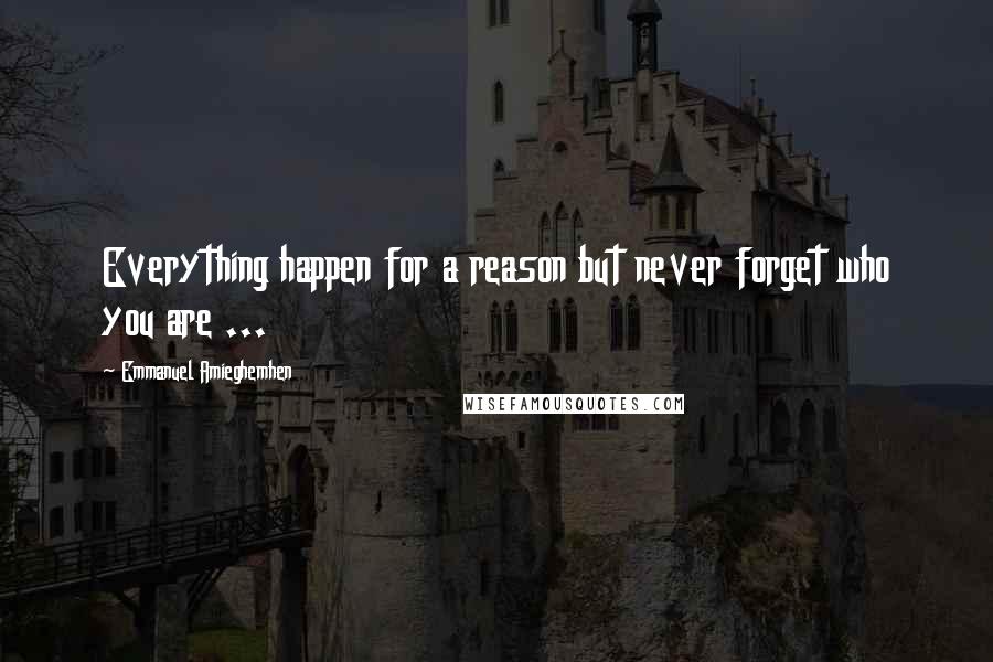 Emmanuel Amieghemhen Quotes: Everything happen for a reason but never forget who you are ...
