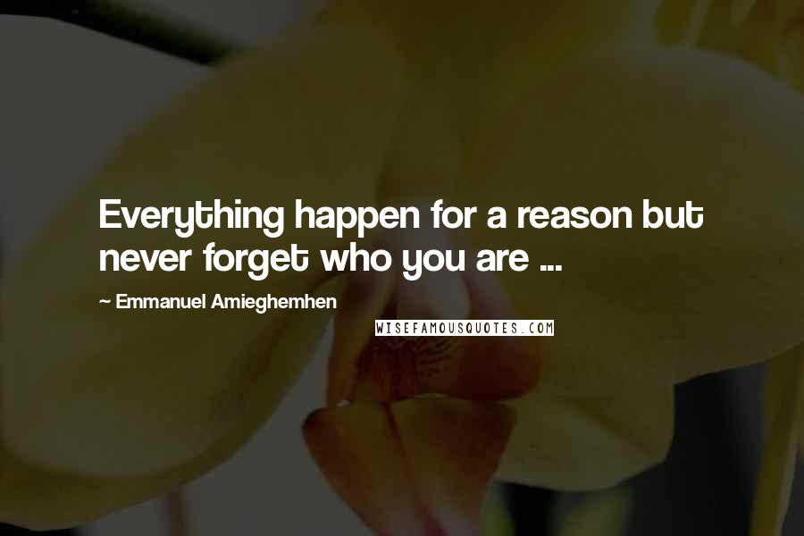 Emmanuel Amieghemhen Quotes: Everything happen for a reason but never forget who you are ...