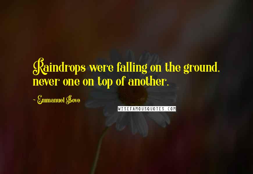 Emmanuel Bove Quotes: Raindrops were falling on the ground, never one on top of another.