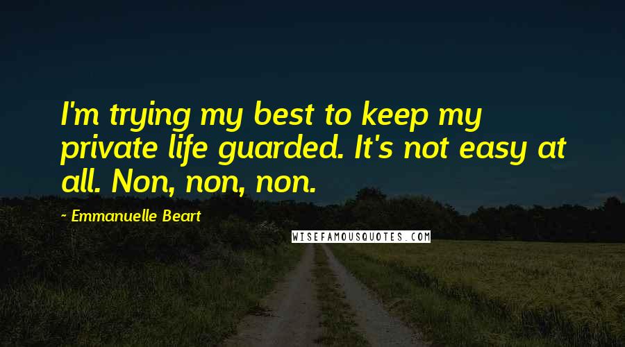 Emmanuelle Beart Quotes: I'm trying my best to keep my private life guarded. It's not easy at all. Non, non, non.