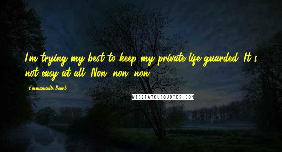 Emmanuelle Beart Quotes: I'm trying my best to keep my private life guarded. It's not easy at all. Non, non, non.