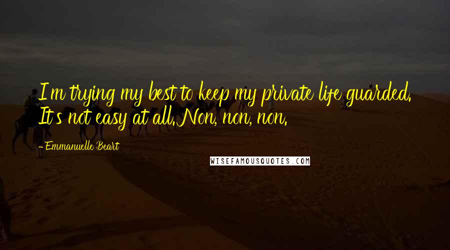 Emmanuelle Beart Quotes: I'm trying my best to keep my private life guarded. It's not easy at all. Non, non, non.