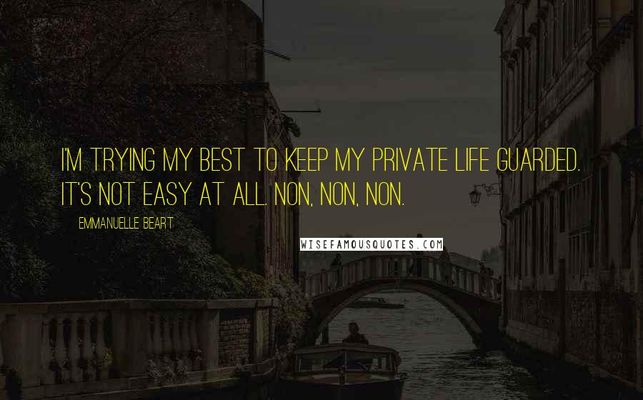 Emmanuelle Beart Quotes: I'm trying my best to keep my private life guarded. It's not easy at all. Non, non, non.