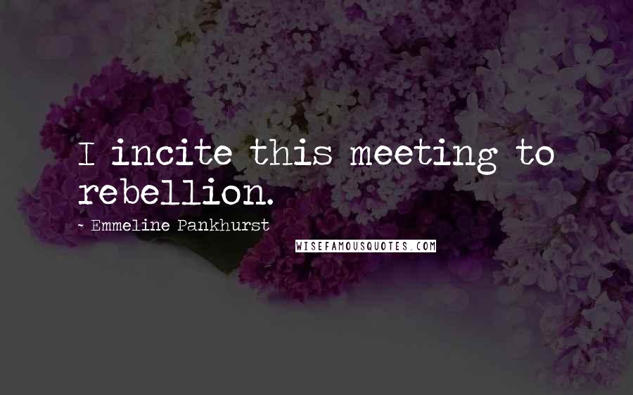 Emmeline Pankhurst Quotes: I incite this meeting to rebellion.