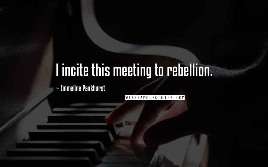 Emmeline Pankhurst Quotes: I incite this meeting to rebellion.