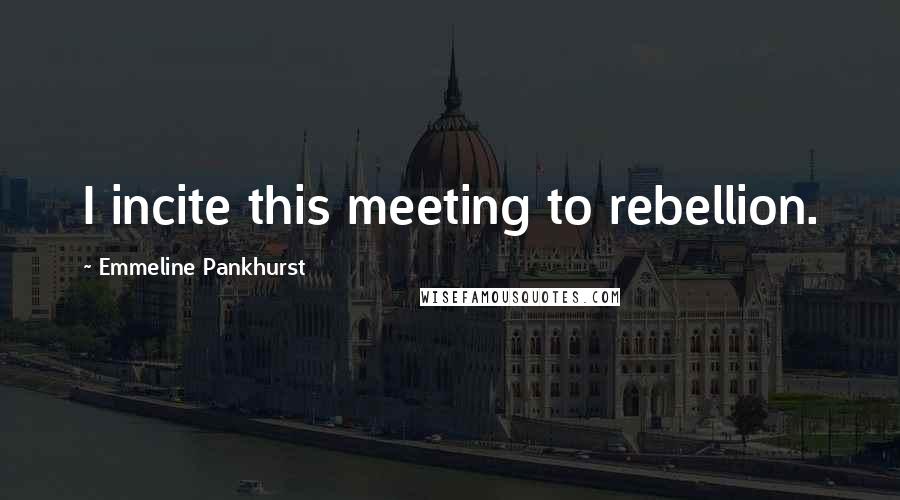 Emmeline Pankhurst Quotes: I incite this meeting to rebellion.