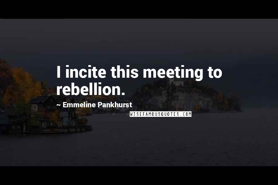 Emmeline Pankhurst Quotes: I incite this meeting to rebellion.