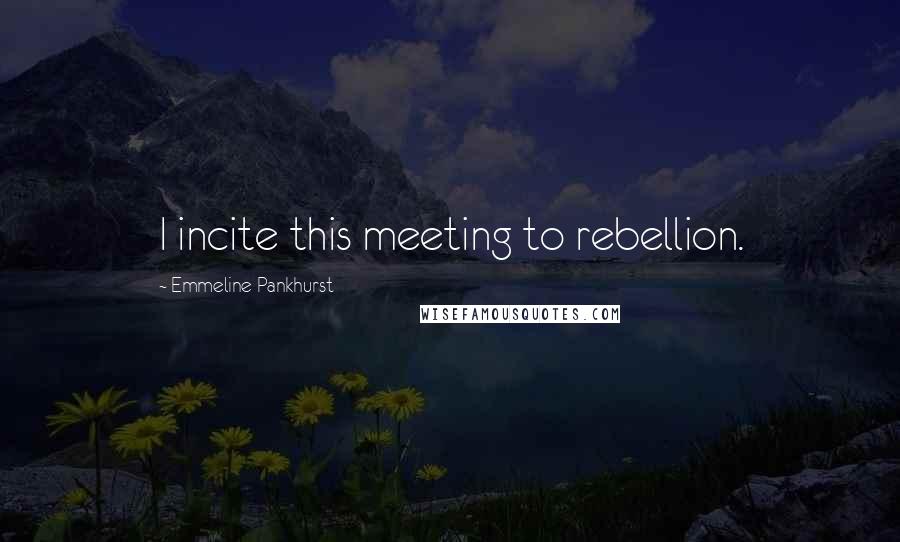 Emmeline Pankhurst Quotes: I incite this meeting to rebellion.