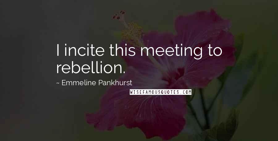 Emmeline Pankhurst Quotes: I incite this meeting to rebellion.