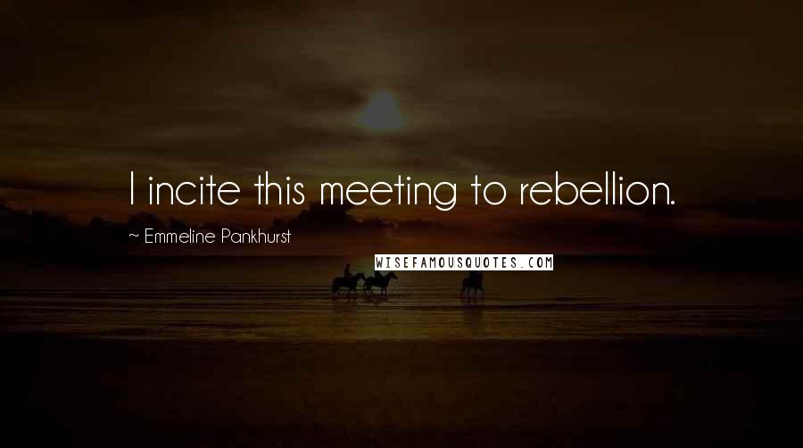 Emmeline Pankhurst Quotes: I incite this meeting to rebellion.