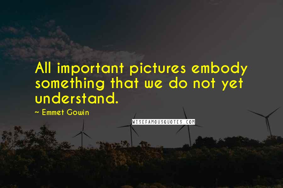 Emmet Gowin Quotes: All important pictures embody something that we do not yet understand.