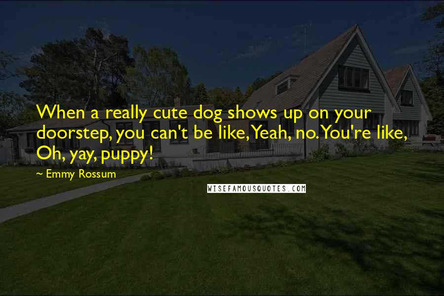 Emmy Rossum Quotes: When a really cute dog shows up on your doorstep, you can't be like, Yeah, no. You're like, Oh, yay, puppy!