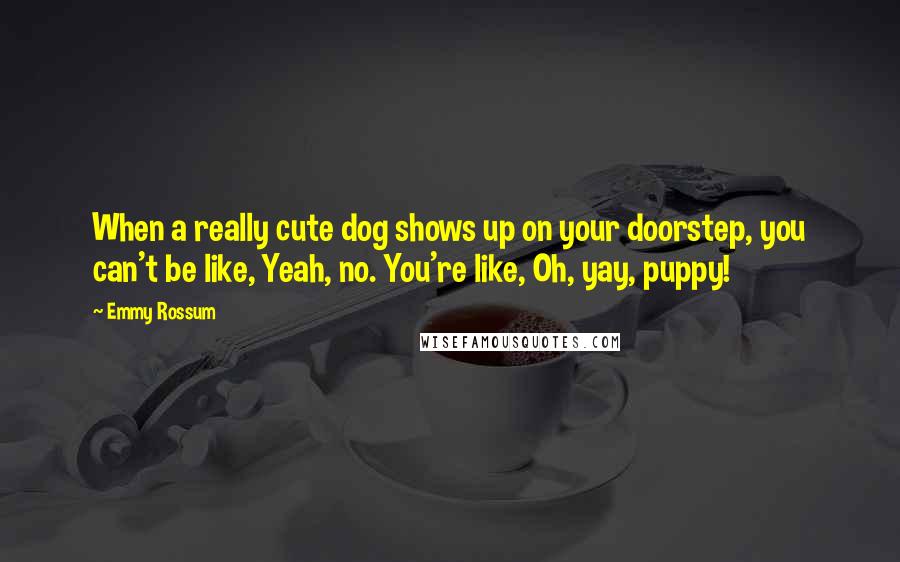 Emmy Rossum Quotes: When a really cute dog shows up on your doorstep, you can't be like, Yeah, no. You're like, Oh, yay, puppy!