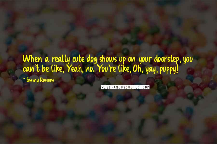 Emmy Rossum Quotes: When a really cute dog shows up on your doorstep, you can't be like, Yeah, no. You're like, Oh, yay, puppy!