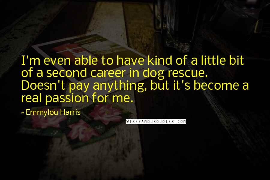 Emmylou Harris Quotes: I'm even able to have kind of a little bit of a second career in dog rescue. Doesn't pay anything, but it's become a real passion for me.