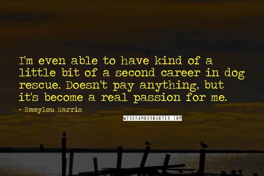 Emmylou Harris Quotes: I'm even able to have kind of a little bit of a second career in dog rescue. Doesn't pay anything, but it's become a real passion for me.