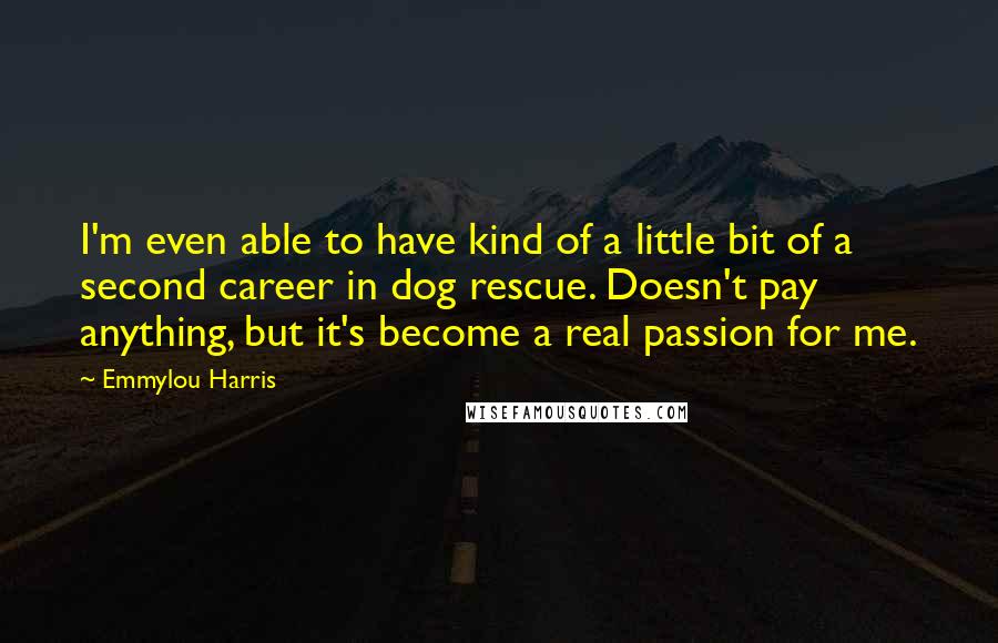 Emmylou Harris Quotes: I'm even able to have kind of a little bit of a second career in dog rescue. Doesn't pay anything, but it's become a real passion for me.