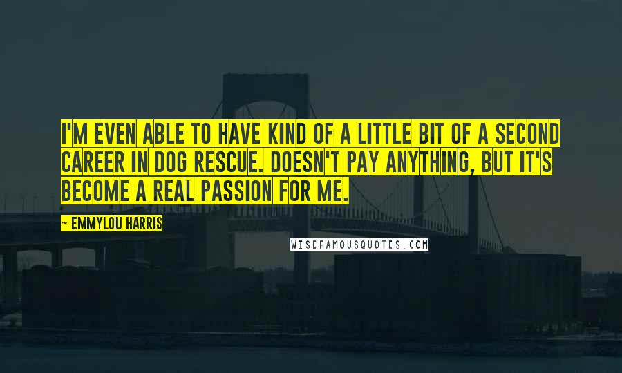 Emmylou Harris Quotes: I'm even able to have kind of a little bit of a second career in dog rescue. Doesn't pay anything, but it's become a real passion for me.