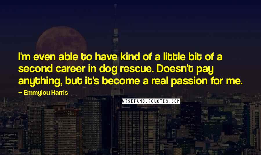 Emmylou Harris Quotes: I'm even able to have kind of a little bit of a second career in dog rescue. Doesn't pay anything, but it's become a real passion for me.