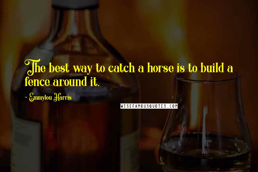 Emmylou Harris Quotes: The best way to catch a horse is to build a fence around it.