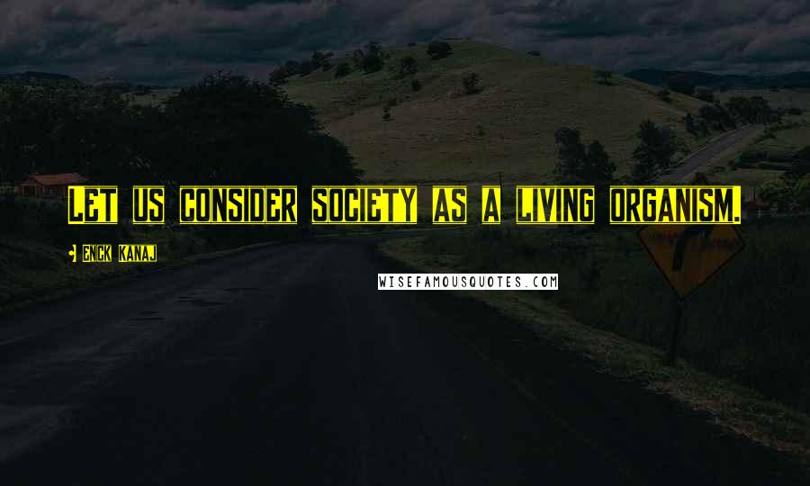 Enck Kanaj Quotes: Let us consider society as a living organism.