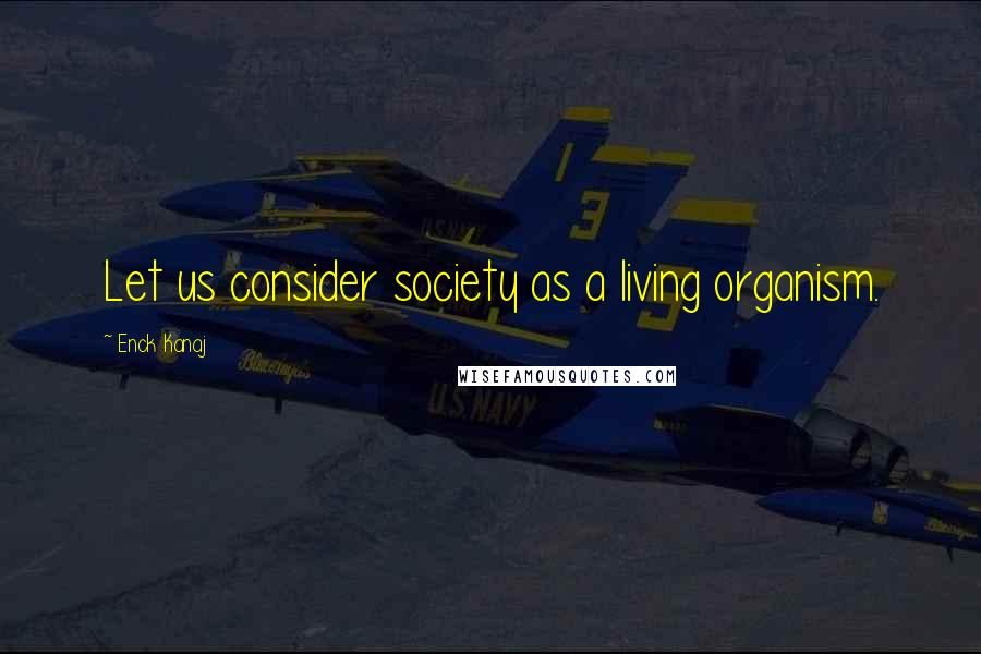 Enck Kanaj Quotes: Let us consider society as a living organism.