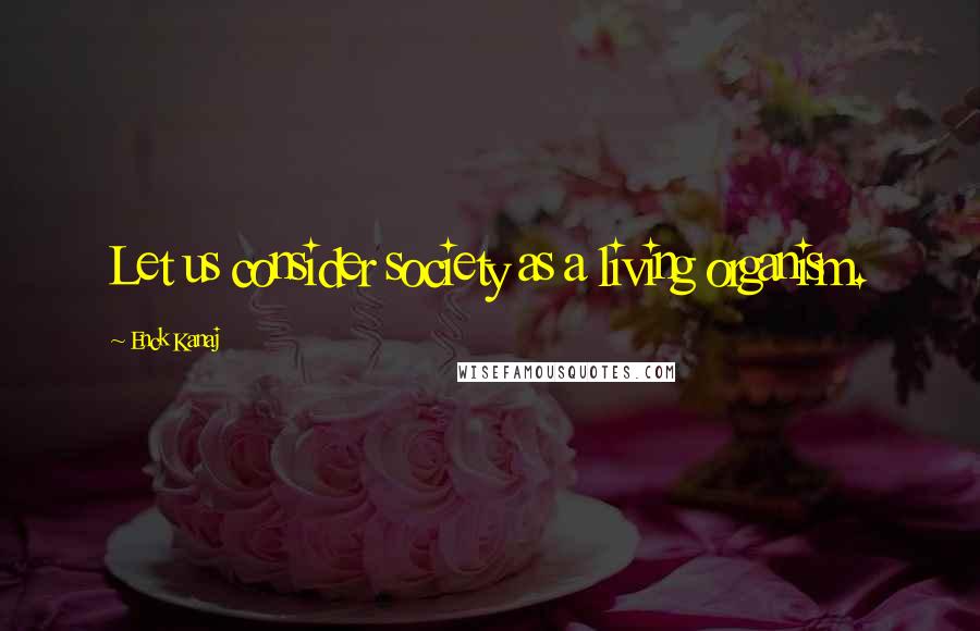 Enck Kanaj Quotes: Let us consider society as a living organism.
