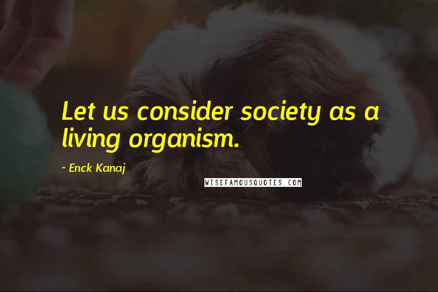 Enck Kanaj Quotes: Let us consider society as a living organism.
