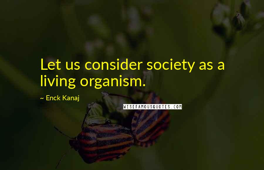 Enck Kanaj Quotes: Let us consider society as a living organism.