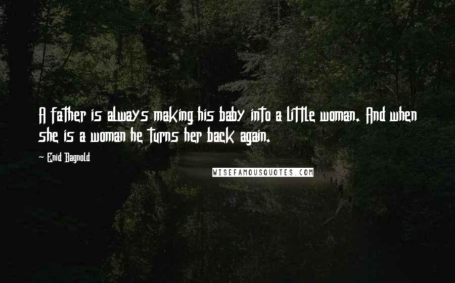 Enid Bagnold Quotes: A father is always making his baby into a little woman. And when she is a woman he turns her back again.