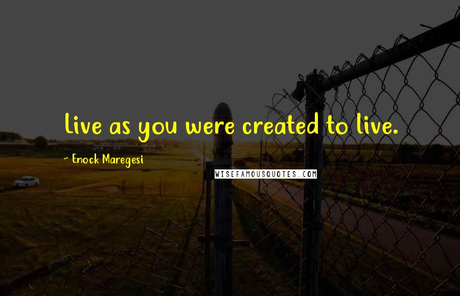 Enock Maregesi Quotes: Live as you were created to live.