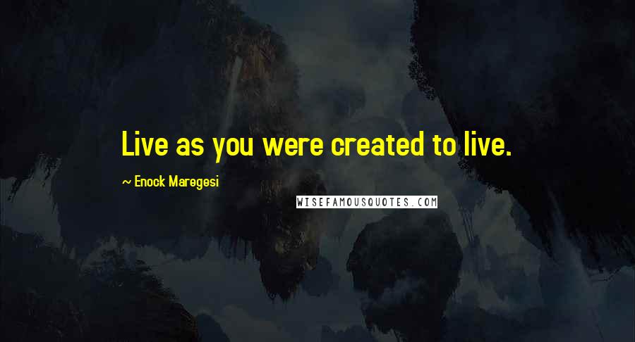 Enock Maregesi Quotes: Live as you were created to live.