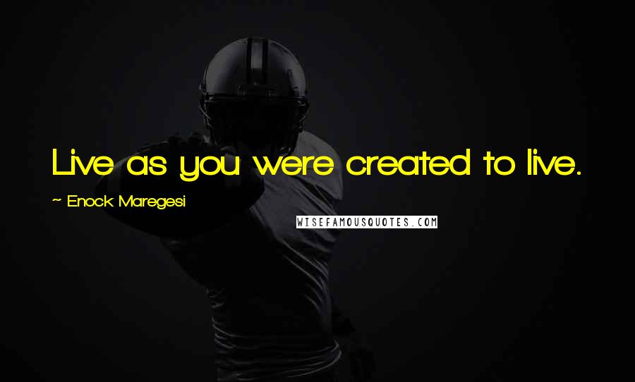 Enock Maregesi Quotes: Live as you were created to live.