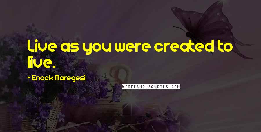 Enock Maregesi Quotes: Live as you were created to live.