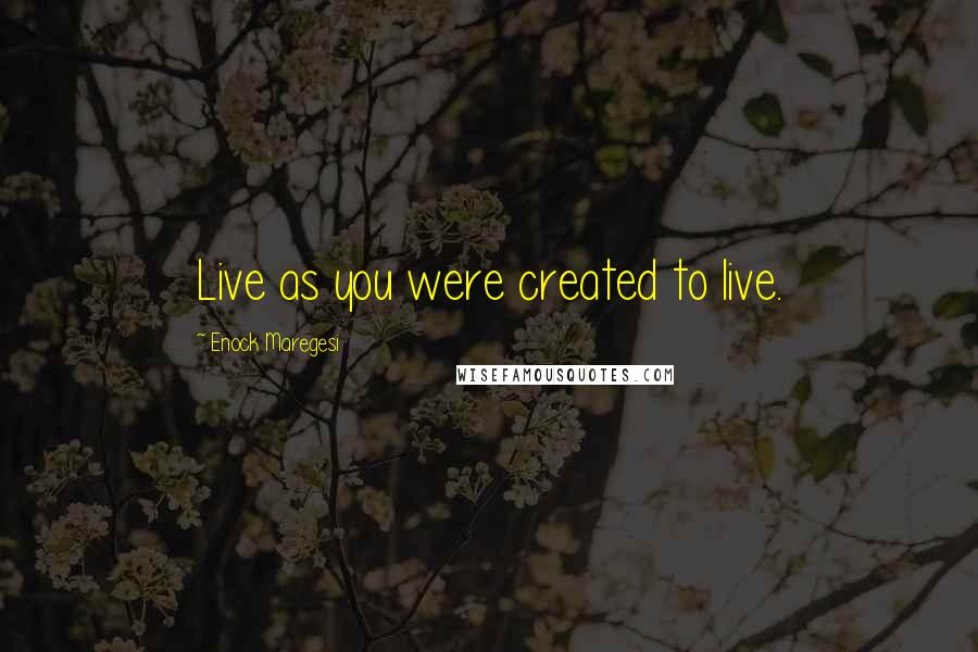 Enock Maregesi Quotes: Live as you were created to live.