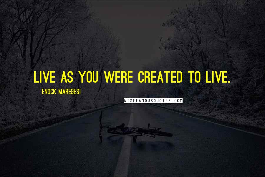 Enock Maregesi Quotes: Live as you were created to live.