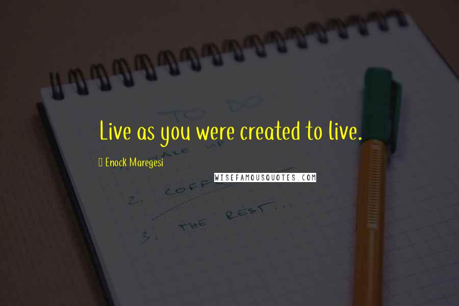 Enock Maregesi Quotes: Live as you were created to live.