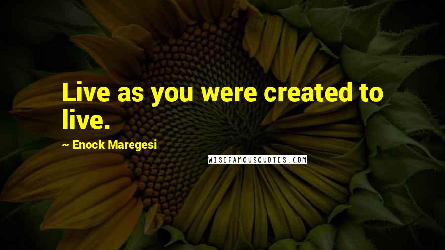 Enock Maregesi Quotes: Live as you were created to live.