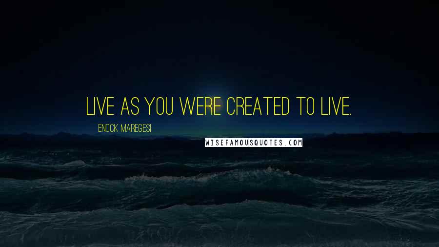Enock Maregesi Quotes: Live as you were created to live.